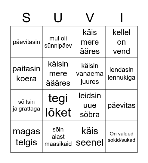 Leia keegi, kes või kellel on... aga pea meeles, nimi võib tabelis olla vaid 1 kord Bingo Card