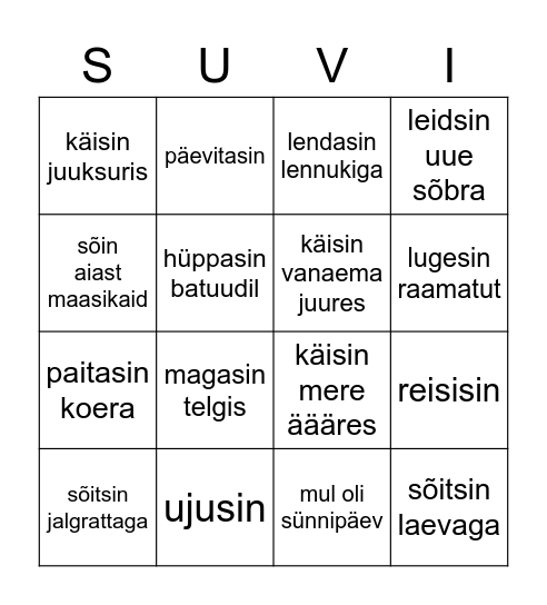 Leia keegi, kes või kellel on... aga pea meeles, nimi võib tabelis olla vaid 1 kord Bingo Card