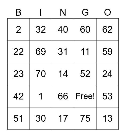 Baby Jake Bingo Card