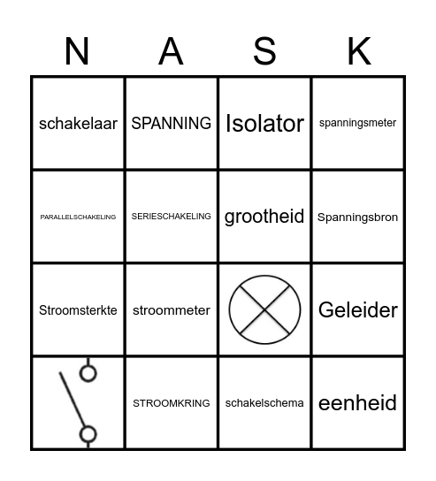 Elektriciteit Bingo Card