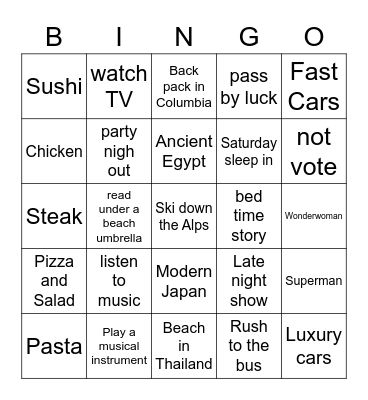 BINGO Card