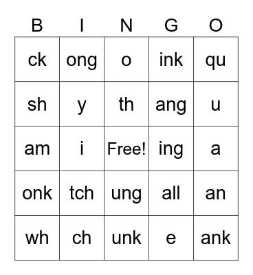 Fundations Level 3 Sounds Bingo Card