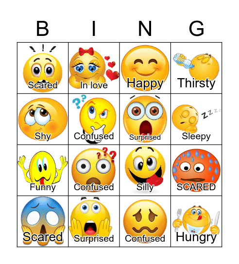 Feelings Bingo Card