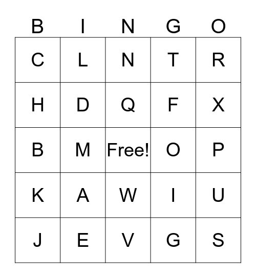 ALPHABET BINGO Card