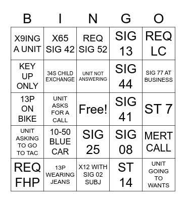 DISPATCHER Bingo Card
