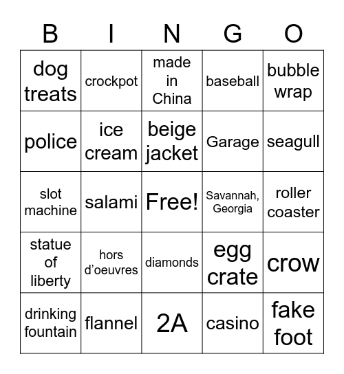 Ace Ventura Pet Detective Scenes Bingo Card
