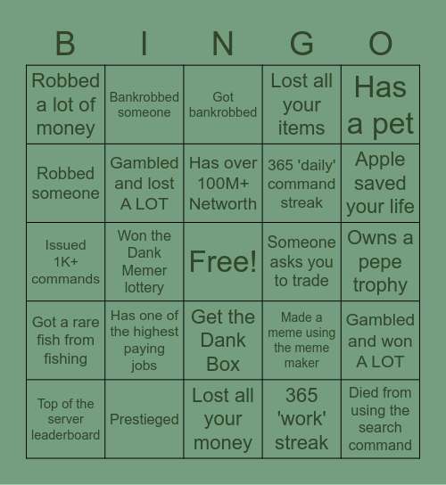 DankMemer bingo (Hard) Bingo Card