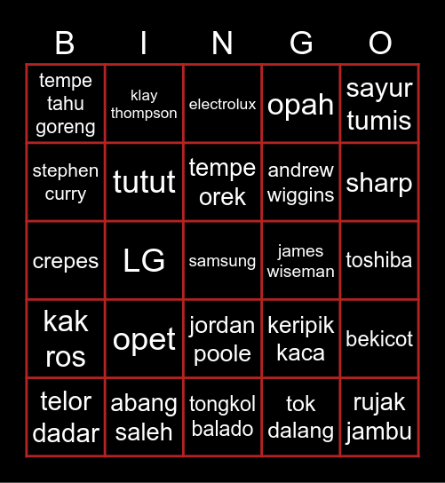 KIKO Bingo Card