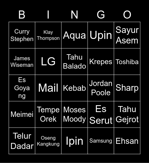 Suzu Bingo Card