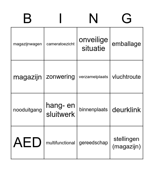 Huisvesting start leerjaar 2 Bingo Card