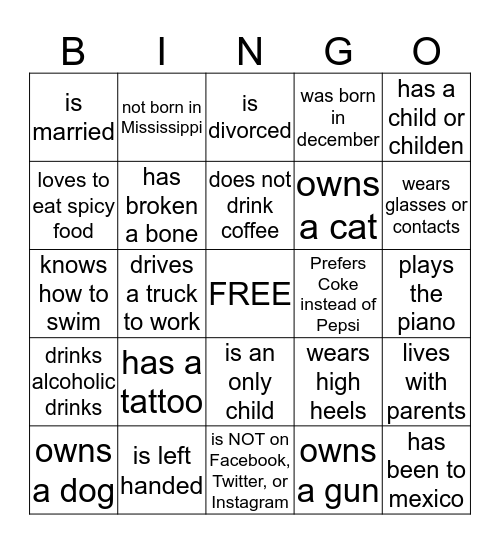 Central Booking Bingo Card