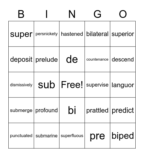 Caesar's English Lesson 1 & 2 Bingo Card