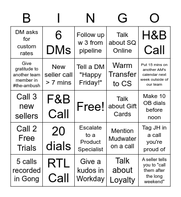 AMbush Fun Friday 9.2.22 Bingo Card