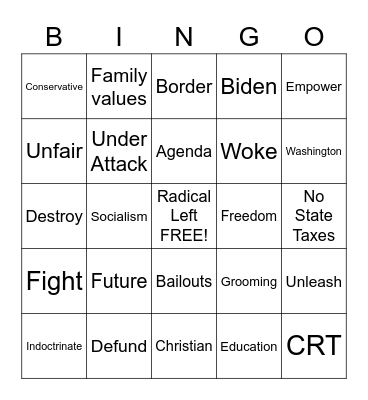 Sarah Huckabee Sanders Buzzword Bingo Card