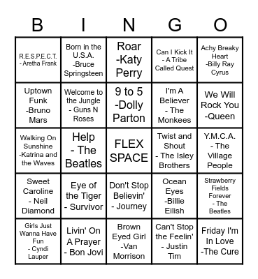 MUSIC BINGO 01 Bingo Card