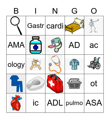 Medical Bingo Card