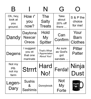 Letterkenny Bingo - Work Edition Bingo Card