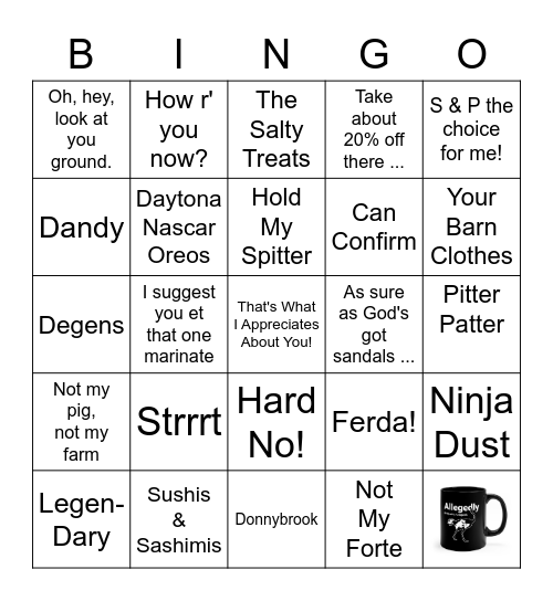 Letterkenny Bingo - Work Edition Bingo Card