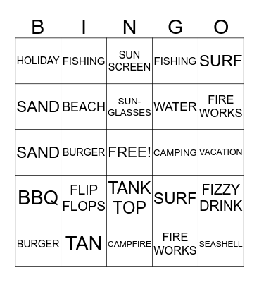 Summer Bingo Card