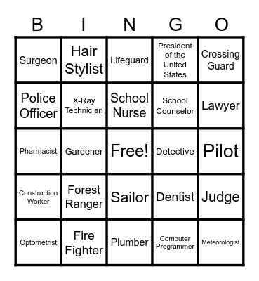 Career Cluster Bingo Card