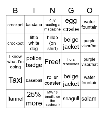 Ace Ventura Pet Detective Scenes Bingo Card