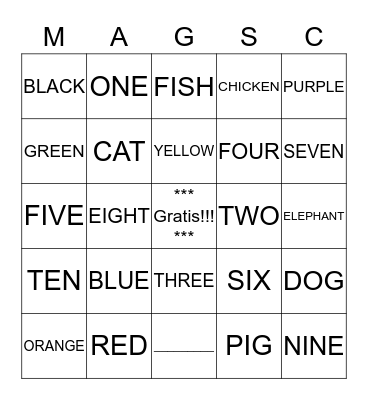 Mini AGSC Spanish!! Bingo Card