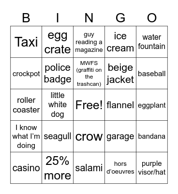 Ace Ventura Pet Detective Bingo Card