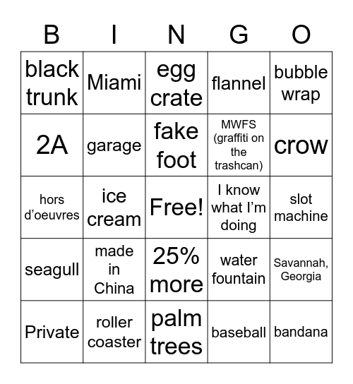 Ace Ventura Pet Detective Bingo Card