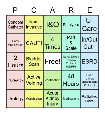 P-CARE Bingo Card