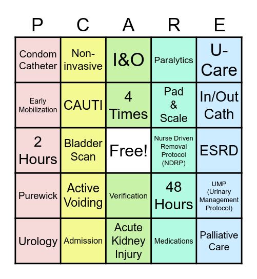 P-CARE Bingo Card