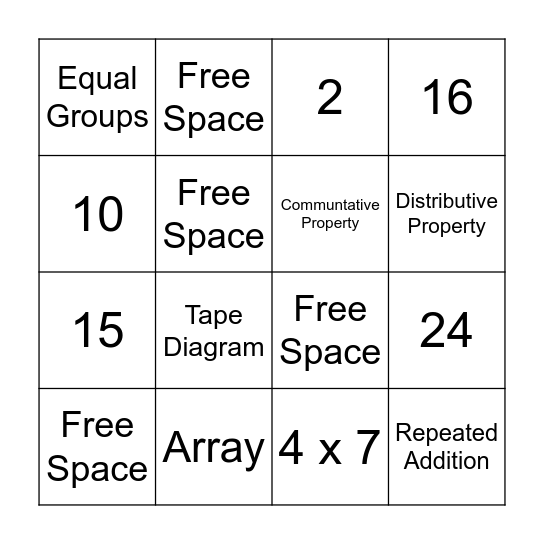 Multiplication & Division Bingo! Bingo Card