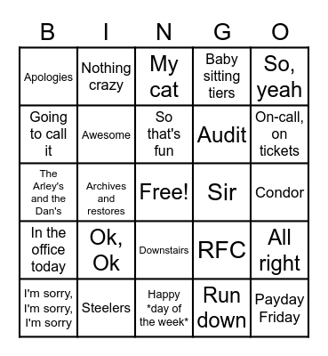 IT Meeting Bingo Card