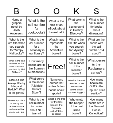 Follett Destiny BINGO Card