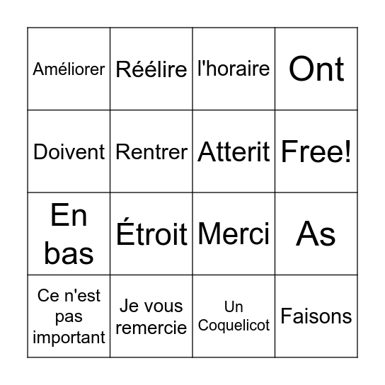 NP1 Bingo Card