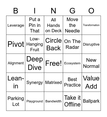 Buzzword Bingo Card