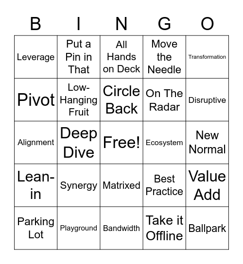 Buzzword Bingo Card