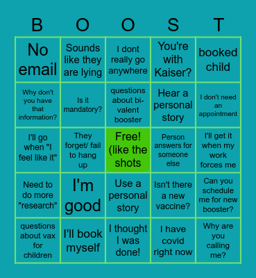 Team 10 boosters bingo Card