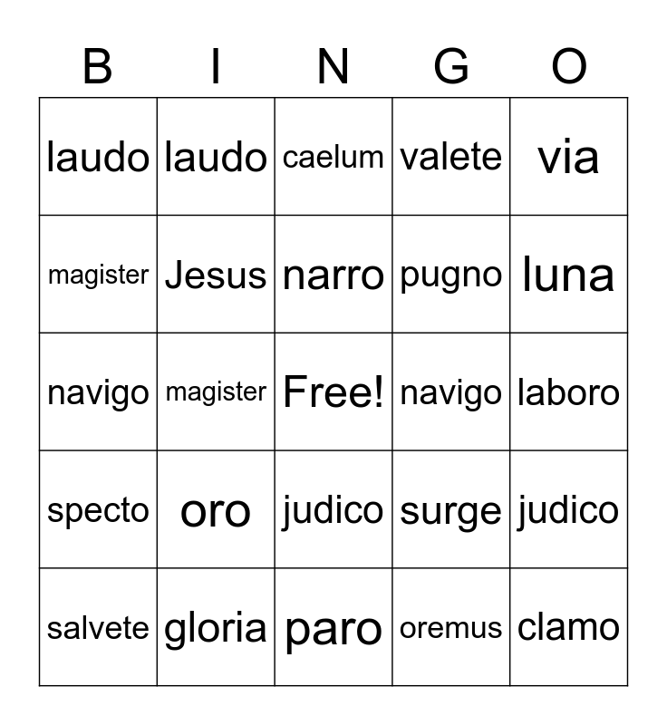 Lessons 1-5 Bingo Card