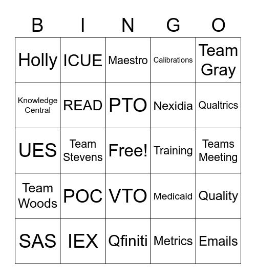 NEST BINGO Card