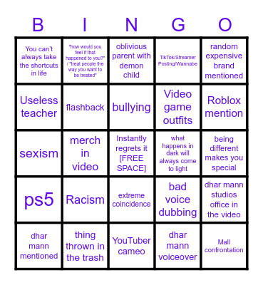Dhar Mann Bingo v5 Bingo Card
