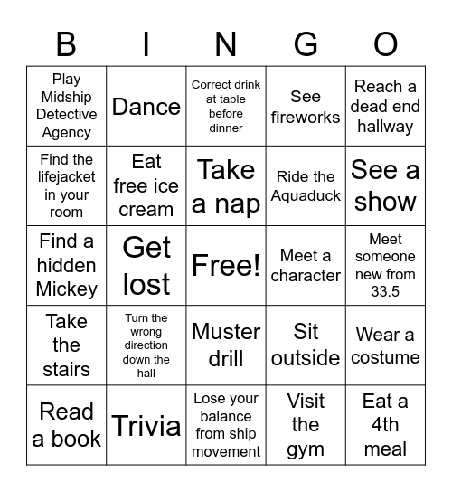 Club 33.5 Bingo Card