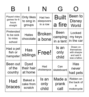 Human Bingo Card