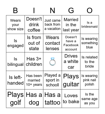 Bridal Shower Bingo! Bingo Card