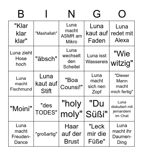 Luna-Bingo Card