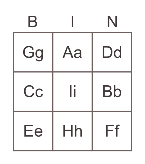 Alphabet Bingo Card