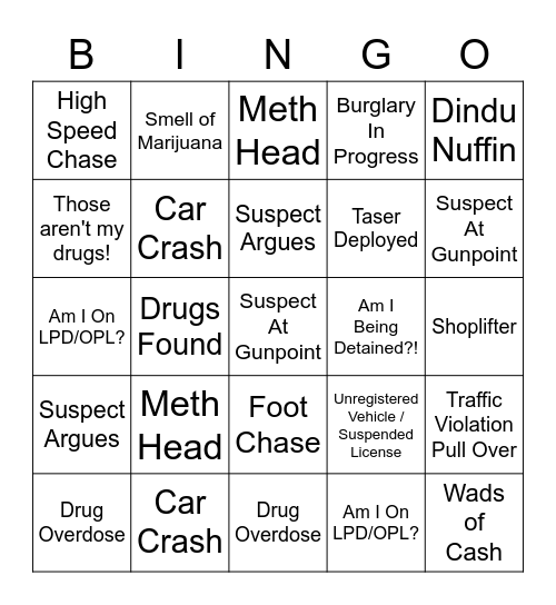 On Patrol: Live Bingo Card