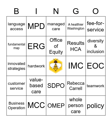 MPD NCSW Bingo Card