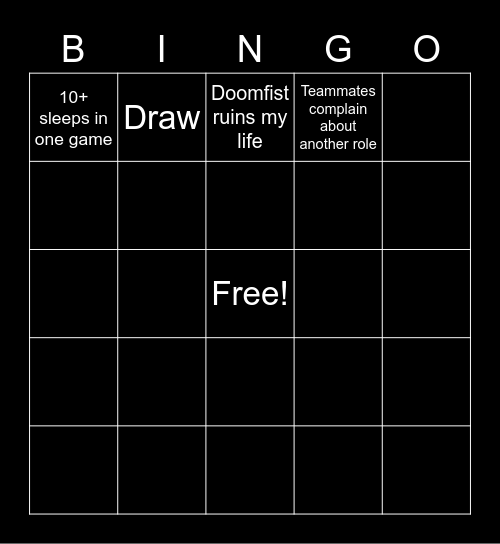 Overwatch Bingo Card