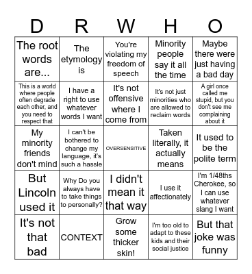 DR WHO BINGO Card