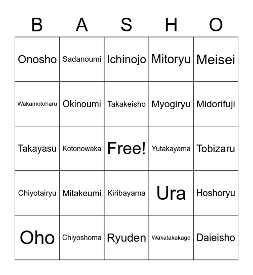 Sep 2022 - Grand Basho Bingo Card